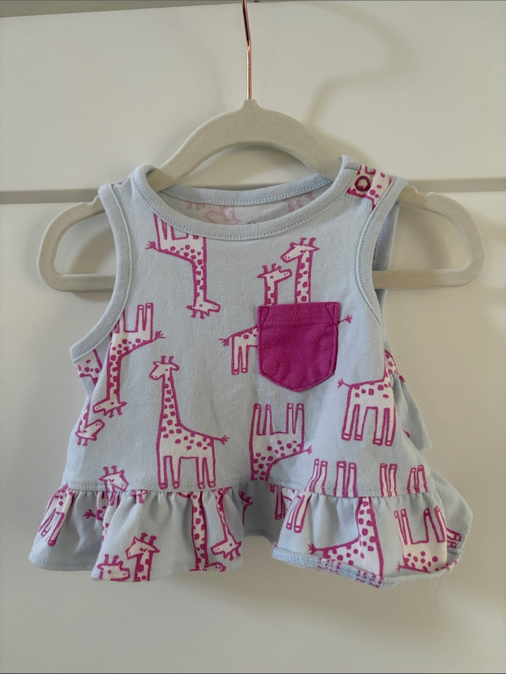 Cat & Jack Baby Girls Pink Giraffe Print Tank Top with Pocket 6-9 Months